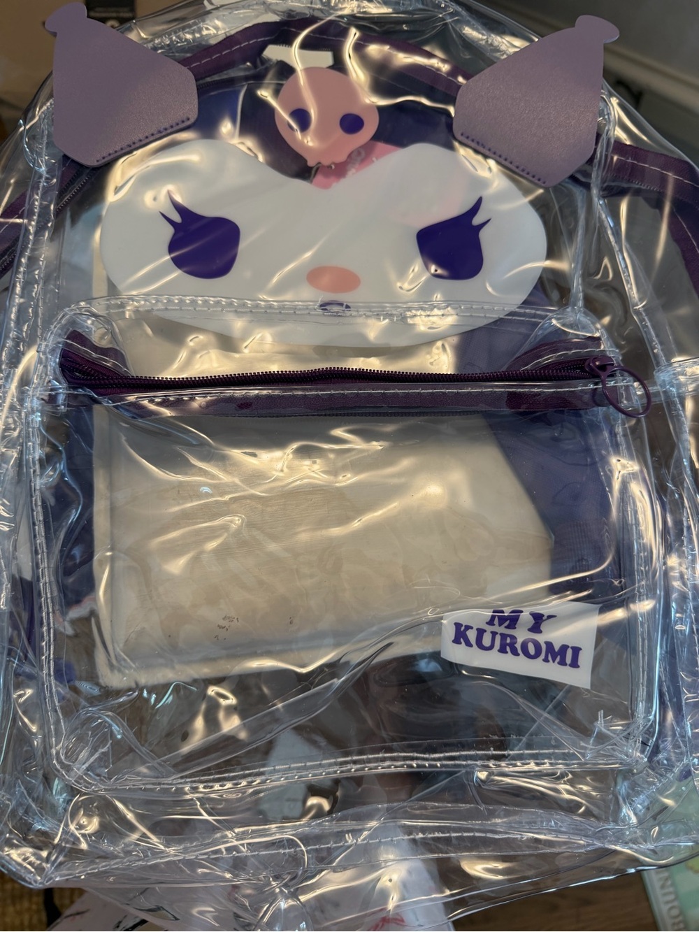 Sanrio Kuromi Clear Backpack with Purple Accents